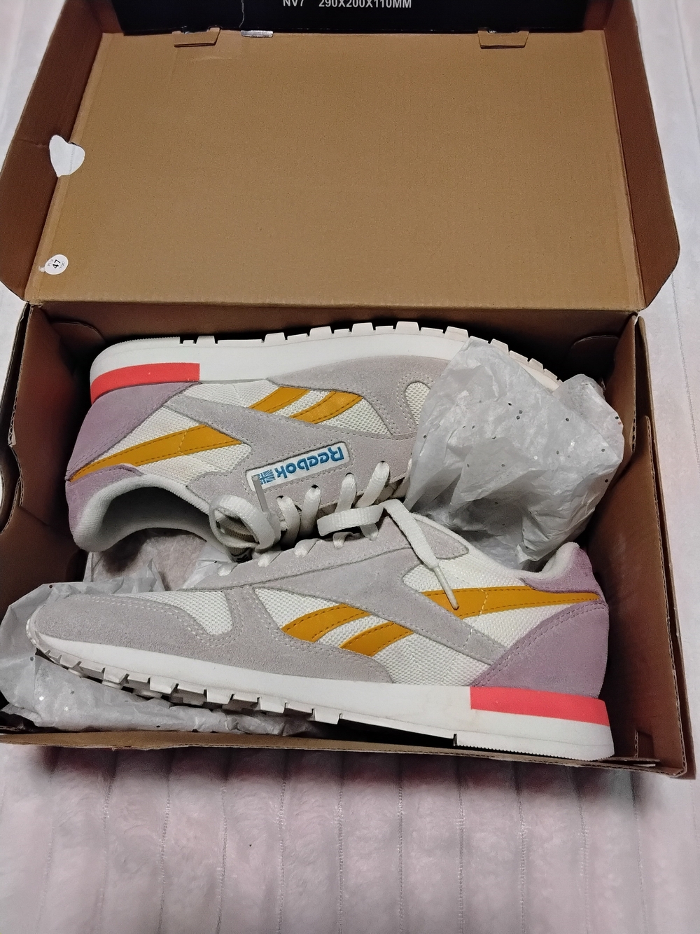 Reebok Women's Retro Runner in White, Gray, Yellow & Pink